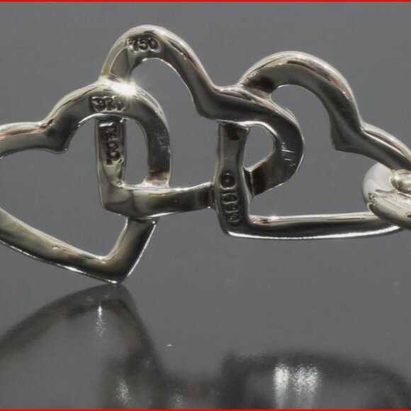 Tiffany & Co 3 Triple Heart Bracelet Gold & Silver Cuff Bangle, & Pouch! - Picture 2 of 3